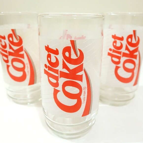 Set of 3 Vintage Diet Coke Glasses - Picture 1 of 6